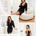 Hellomamma Women's Silk Pajama Set: 4-Piece Satin Robe Lingerie Sexy Sleepwear Lounge Set for Brida Wife Girlfriend (Black, XXL)