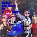 Novelty Place Drinking Helmet - Adjustable Can Holder Cap Drinker Favor Hat - Straw for Beer Soda - Party Fun Beverage Gadgets(Blue)