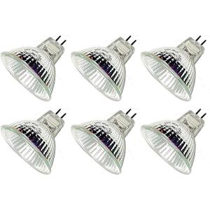 10Watt 12Volt MR16 Halogen Light Bulbs, 120 Lumens Bi Pin Wide Beam 4000Hr Life, 2700K Warm White Precision Reflector Fiber Optic Light Bulb (6 Pack)
