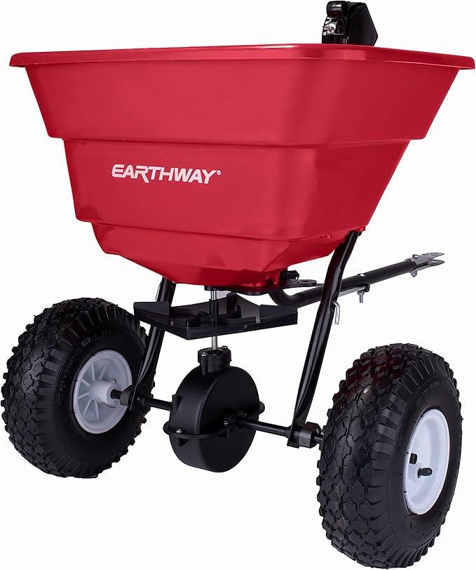 EarthWay 2050P 80lb Broadcast Spreader, Lawn Aerator, Fertilizer Spreader, 80lb Capacity, Pre-Assembled, with Rustproof Poly Hopper and Adjustable Drop Rate for Lawn Care & Seed Spreading