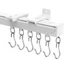 Houmiggle Ceiling Curtain Track Heavy Duty Tracks Ceiling/ Wall Mount Sliding Room Divider Silent Rail with 3 Types of Hooks for Living Room, Bedroom, White 6 ft to 9 ft