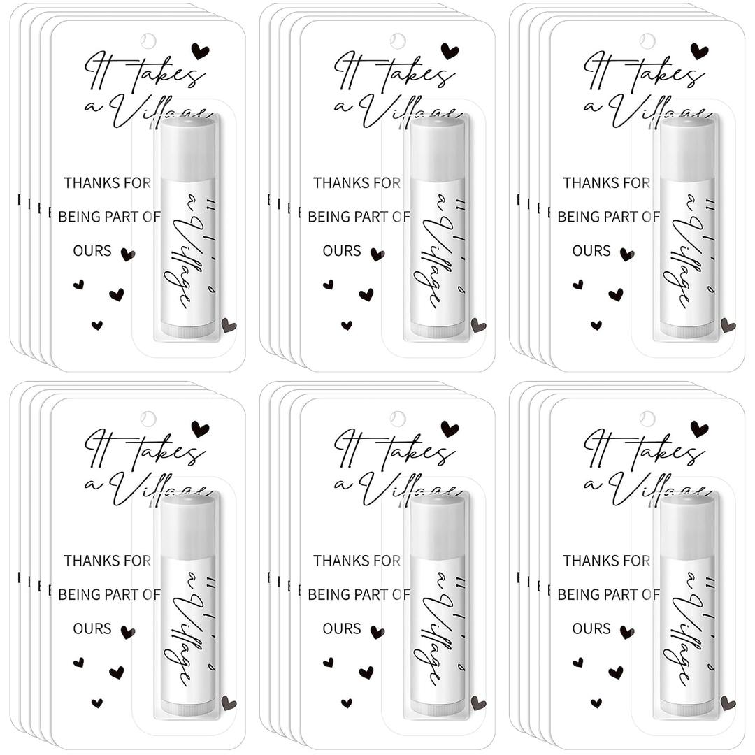 30 Pack Back to School Employee Teacher Appreciation Gift Bulk Lip Balm Teacher Employee Staff Team Thank You Gifts Appreciation Party Favors for Women Men Coworker(It Takes A Village,White)
