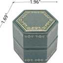 Velvet Ring Box - Octagon Engagement Ring Box with Hinged Lid for Proposal Engagement Wedding, Proposal Ring Case Jewelry Box with Gold Lace PRB020-Dark Green