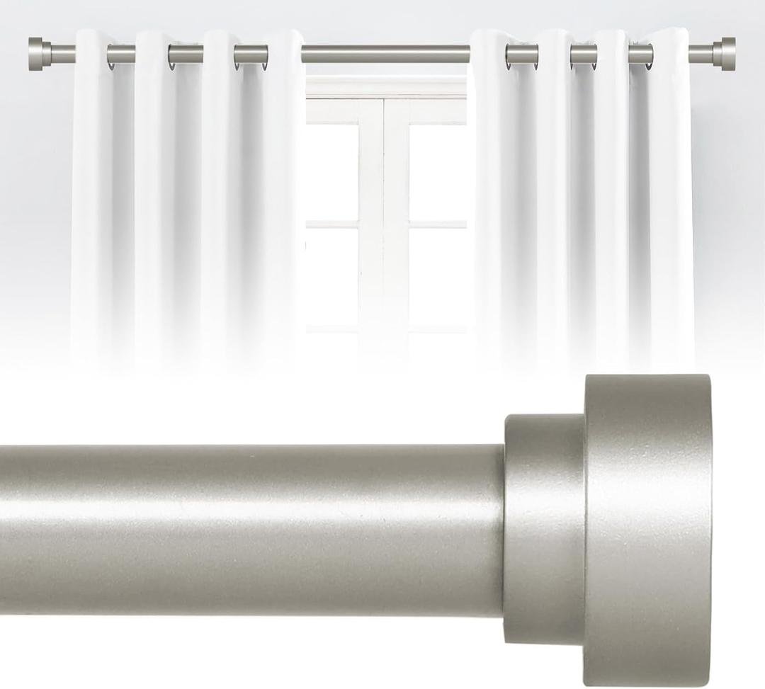 Silver Curtain Rods for Windows 28 to 48 Inch(2.3-4ft),1" Diameter Heavy Duty Curtain Rods,Adjustable Curtain Rod,Modern Decorative Drapery Rods,Telescoping Window Curtains Rod 18-45",Antique Silver