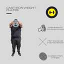 HulkFit 1 inch or 2 inch Cast Iron Weight Plate Set with Multi-Grip Handles and Enamel Coated for Barbells & Strength Training - Grey