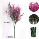 RECUTMS 8 Bundles Artificial Flowers Fake Outdoor Plants Faux Lavender Flower Plastic Shrubs Faux Flowers Fake Ferns Winter Artificial Fowers for Outdoors Indoor Outside Hanging Decorations (Fuchsia)