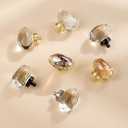 16 Pack Vintage Antique Brass Crystal Cabinet Knobs, Oval Glass Cabinet Knobs Pulls for Dresser Drawers Kitchen Bathroom Cupboard