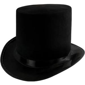 Funny Party Hats Black Top Hat - Victorian Hat for Men - Felt Tuxedo Costume Hat - Coachman Hat - Dress Up Hat (Black)