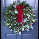 Artificial Christmas Wreath - Christmas Decorations - Norfolk Pine Wreath for Door,Fireplace,Wall,Windows,Indoor Outdoor -Christmas Wreaths for Front Door - Holiday Decor