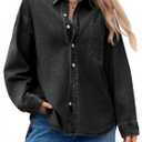 Cicy Bell Womens Oversized Denim Shirt Jean Jacket 2026 Spring Fashion Button Down Shirts Long Sleeve Tops Trendy Shackets (Black, L)