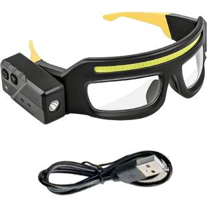 LED Glasses Rechargeable Headlight Glasses with Motion Sensor and Touch Control 5-Mode Headlamp Glasses, Suitable for Running, Camping, Fishing, Cycling, Hiking, Hands-Free, Lighted Glasses(Yellow)