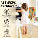 Foldable Toddler Learning Standing Tower, Kitchen Tower for Kid with 3 Adjustable Heights, Montessori Toddler Standing Tower for Kitchen Counter and Bathroom Sink (White)