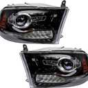 TRQ 2 Piece Headlight Assembly Set Driver & Passenger Side Compatible with Ram 1500 2500 3500 2013-2018 CH2502245 CH2503245 68093220AC 68093220AD 68093221AC 68093221AD