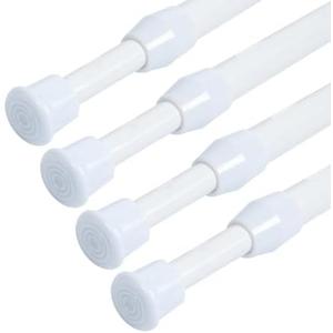 Spring Shower Curtain Rod, 4 Pack Cupboard Bars Tensions Rods 16 to 28 Inches Adjustable Extension Rod for Bathroom Window Closet Wardrobe Bar DIY Projects (White, 16-28 in-4 Pcs)