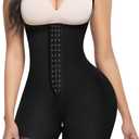 Lover-Beauty Fajas Colombianas Shapewear for Women Tummy Control Postpartum Body Shaper Butt Lifter Bodysuit (Medium, 1-black-3 Row-hooks-zipper Crotch)