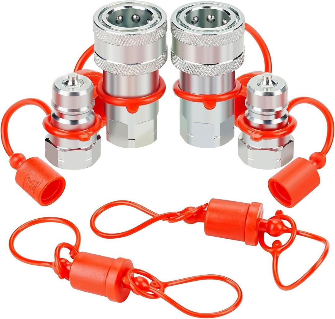 ANCIMOON 3/8'' Ag Pioneer Hydraulic Quick Connect Coupler Fittings with Dust Cap