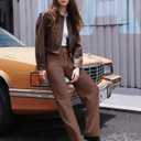 ESOFT Womens Dress Pants 27"/29"/31 Business Work Pants Wide Leg Pull On High Waisted Casual Stretchy Trousers Pockets (Brown, XS)