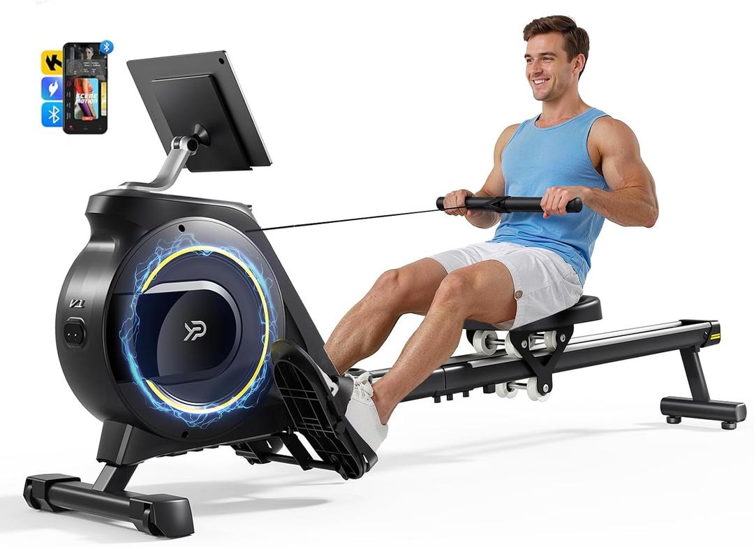 Rowing Machine for Home, 350 LB Capacity, 16-Level Silent Resistance, Magnetic Rowing Machines for Home Foldable, Full-Body Workout Compact Rowing Machine for Cardio & Strength with APP Support