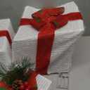 Pinkunn 3D 2.8 ft Lighted Gift Boxes Outdoor Decorations Set of 3, 50 LED Stackable Nesting Gift Boxes Battery Operated for Winter Outdoor Decoration(Red, White, Box Style)