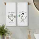 2 x Funny Goose Kitchen Towels, Bachelorette Party Gifts Dish Tea Towels for Kitchen Decor, Engagement Newly Engaged Gifts for Couples Decorative Hand Towel for Bathroom, 16x24 Inch Set of 2