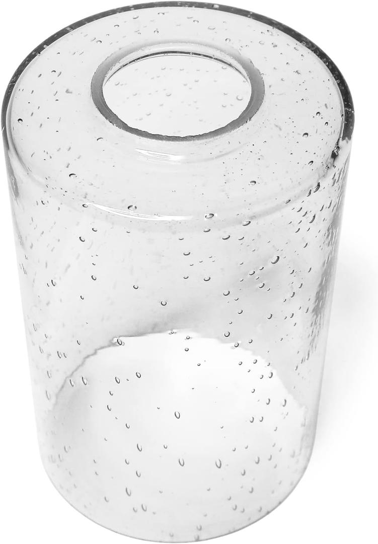 Clear Bubble Seeded Glass Shade, Cylinder Glass Lamp Shade Light Fixture Replacement Glass Globe with 1-5/8-Inch Fitter Opening, Diameter 3.9Height 5.9" (Clear Bubble)