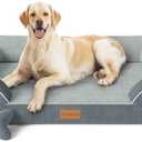 CWAWZ Jumbo Dog Bed for Extra Large Dogs, Orthopedic Dog Bed with Cooling Gel Memory Foam, Waterproof Pet Bed with Removable Washable Cover, 45" Pet Sofa Couch Dutch Velvet with Bone Toy, Dark Gray