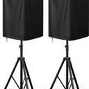 15 Inch Outdoor Speaker Cover Bags, 2 Pack PA/DJ Speaker Covers for Powered Speakers Mounted on Stand Oxford Fabric Waterproof UV Protection Dustproof Speakers Protective Covers (Black)