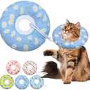 Seyezo Cat Cone Collar Soft, Adjustable Cat Recovery Collars Kitten Cones to Stop Licking, Cute Donut E Collar After Surgery, Wound Healing Elizabethan Collar for Kitten(Blue Daisy, Large)