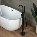Woodbridge Contemporary Single Handle Floor Mount Freestanding Tub Filler Faucet with Hand Shower in Matte Black Finish,F0006MBRD