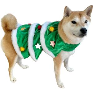 ComfyCamper Dog Christmas Tree Cape Xmas Costume - Xmass Gift White Snowman Holiday Outfit Clothes Accessories, M (Green)