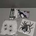 SUNBEAUTY Halloween Decor Indoor, Spider Webs & Bats Wall Stickers, Paper Fans, Reusable Halloween Party Decor