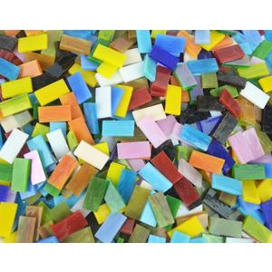 Lanyani 400 Pieces/17.6oz Rectangle Mosaic Tiles Stained Glass for Crafts and Home Decorations Assorted Colors Textures