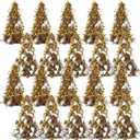 Libima 20 Pcs 10 Inch Mini Tinsel Christmas Tree Artificial Sequins Tabletop Christmas Tree Glitter Metallic Small Xmas Trees Miniature Xmas Trees for Home Office Desk Holiday Party Decor(Gold)