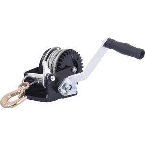 Hand Winch 800 lbs Boat Trailer Winch Heavy Duty Hook with 33ft Steel Cable, Portable 2-Way Ratchet Adjustable Winch & 3.2:1 Gear Gear Ratio for Boat Truck Trailer RV ATV Jet Ski