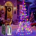 Christmas Tree Lights with 202 LEDs, 6 FT Remote Control Christmas Lights with 8 Lighting Modes, IP67 Waterproof Outdoor Decorations for Outside Indoor Yard Porch (Multicolor)