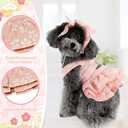 Clothes for Small Dogs Jacquard Floral Ruffle Comfortable Pet Outfit Dog Girl Clothes with Matching Hat, (Pink,Small)