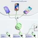 GLOGO 3 in 1 Retractable Charging Cable [3A,3FT] Multi USB Cable Fast Charger Cord for Phone, Samsung, iPad, Tablets, Switch and More - Green