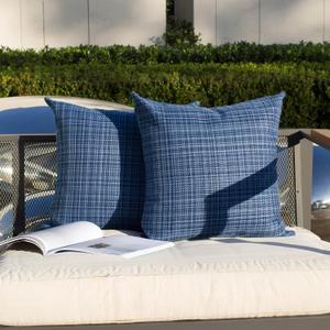 Kevin Textile Throw Pillow Cover Outdoor Waterproof Decorative Square Cushion Covers Water Resistant Pillowcase Shell for Couch Tent Park Pack of 2 (16 x 16 Navy Blue)