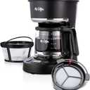 Mr. Coffee 5-Cup Programmable Coffee Maker, 25 oz. Mini Brew, Brew Now or Later, with Water Filtration and Nylon Reusable Filter, Black