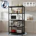 5 Tier Foldable Storage Shelf with Wheels, Heavy-Duty Metal Shelving Unit, No Assembly Book Shelf Rolling Storage Rack for Garage, Kitchen, Pantry, Closet, Exhibition, Office Decor, Black