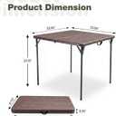 34" Square Folding Table for 4 Person, 330lbs Weight Capacity Foldable Table with HDPE Tabletop & Heavy-Duty Steel Legs, Portable Picnic Table for Indoor Outdoor Parties, Camping, Coffee Woodgrain, 34" x 34" x 28.54" inches