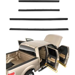 Door Lower Weatherstrip(4PCS), Front & Rear Rubber Door Seal Trim Set, Compatible with 1999-2016 Ford F250 F350 F450 F550 Super Duty Crew Cab, #F81Z-2520758-AA 1C3Z-26253A24-A, Doors Weather Stripping