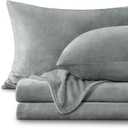 BEDELITE Flannel Sheets Queen Size Grey - Super Soft Fleece Sheets Set Fluffy Extra Plush, 4 Piece, (Include Fitted Sheet, Flat Sheet, 2 Pillowcases)