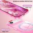 3 x BENTOBEN Magnetic for iPhone Air Case 2025, Clear Crystal Glitter Bling iPhone Air Phone Case [Compatible with MagSafe] Shockproof Sparkly Cute Women Girls Cover for iPhone 17 Air 6.5", Hot Pink