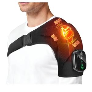 YUANBO Cordless Shoulder Heating Pad with Massager, Portable Shoulder Massager Wrap with 6 Timer & 3 Vibration for Rotator Cuff Frozen Pain Relief with 6 Heat & Timer Modes Warmer Gift for Men Women