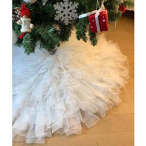 AOGU 36 Inch Fluffy Tulle Christmas Tree Skirt Vintage and Elegant Design Perfect for Christmas Tree Decorations White