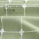 Sage Green Shower Curtain Farmhouse Cotton Texture with Embroidered Plaid Pattern and Boho Tassels for Bathroom,72" W72" L