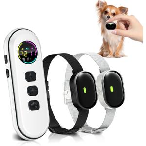 2025 Upgraded Ultra-Small Shock Collar for 2 Dogs, Ultra-Light & Thin Shock Collar for Small Dogs 5-15lbs, Ultra-Modern Design, Beep, Vibration and Shock with Safety Lock, IPX7 Waterproof, WhiteBlack
