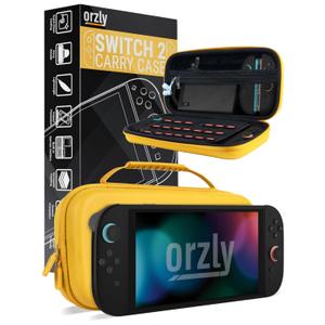 Orzly Case Compatible with Switch 2 Protective Travel Carry Case with Screen Padding, Game Card & microSD Slots, Zipped & Open Pockets for Accessories 7.9" Gift Boxed
