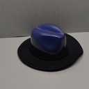 Gossifan Women Gradient Color Fedora Wide Brim Felt Panama Hat with Belt Buckle (Medium, Royal Blue/Black)